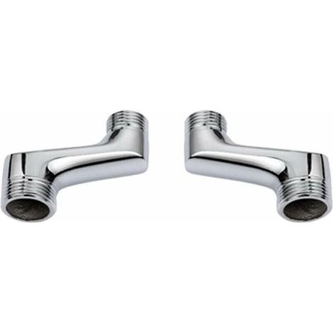 Set di 2 raccordi a gomito per doccia, raccordo riduttore a gomito in ottone, braccio girevole regolabile, raccordo a gomito a parete, raccordo offset da 1/2" a 3/4", cromato. (1/3)
