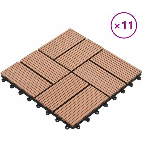 Carreau de terrasse 11 pcs Marron 30 x 30 cm WPC (1/5)