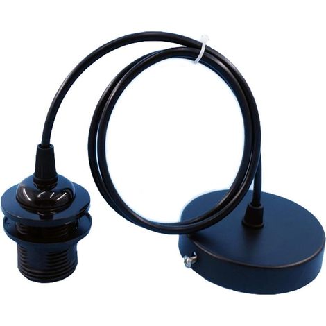 E27 Pendant Light Holder, E27 Pendant Lamp Socket, E27 Pendant Light Socket with 1m Cable, for Bar, Cafe, Clothing Store, Home, Hotel (Black) (1/5)