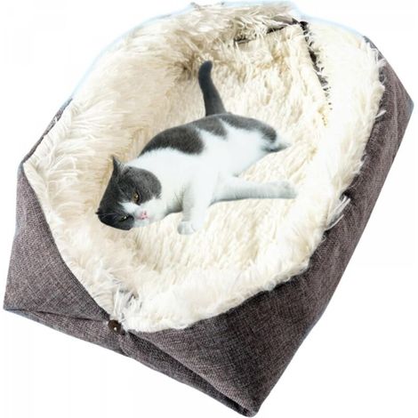 Lit moelleux Coussin pour chat, , panier ultra doux, Moelleux et doux, fond antidérapant, en Peluche Lavable, pour Chaton, Petit Chien, Lapin, Pecute (1/5)