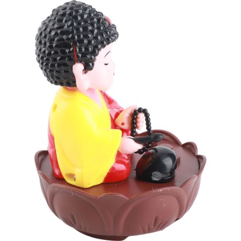 Figurine de petit moine chantant hochant la tête avec musique, modèle de statue déco religieuse pour tableau de bord voiture bureau maison ornement (1/5)