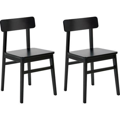 Conjunto tradicional de 2 sillas de comedor con estructura de madera de caucho muebles comedor cocina negro Gorre (1/5)