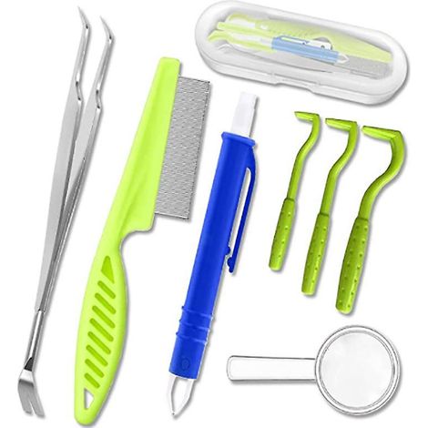 kit D'limination Des Tiques 7 Pices, Stylo Anti-puces, Clip Anti-puces, Peigne Tiques, Limination Des Tiques, Stockage Des Outils De Tiques, Limi (1/5)