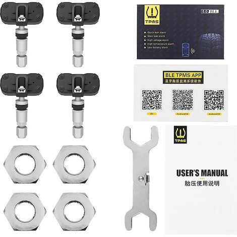 Système de surveillance de la pression des pneus TPMS (Bluetooth 5.0 intégré) pour motos, compatible Android/iOS. (1/4)