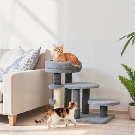 Árbol para gatos con escalera, 60 x 40 x 56 cm, gris HAVRYA (1/4)