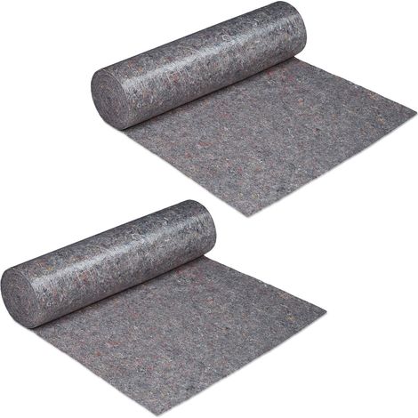 2 Vellones de pintor, Cubre suelos, 1 m x 50 m = 50m², Antideslizante, Impermeable, 220g/m², Gris