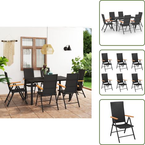 Ensemble à manger de jardin 7 pcs noir et marron - Salon De Jardin - Ensemble De Salon De Jardin - Table Et Chaises De Jardin - Mobilier De Jardin - Table Basse (1/5)