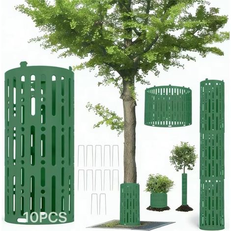 Juego de 10 protectores de tronco de árbol (20 x 33 cm) - Expandibles - Con 10 clips en forma de U - Protección contra animales salvajes - Protector de tronco de árbol - Protector de tronco de árbol (1/5)
