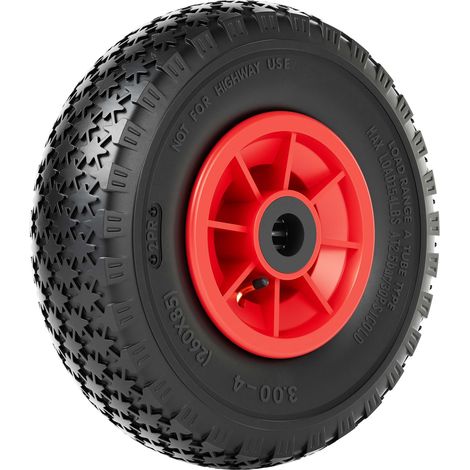 Wiltec Rad 3.00-4 85 x 260 mm 90 kg, Schubkarren Komplettrad mit Kunststofffelge, Winkelventil, Luftreifen für Sackkarre, Bollerwagen u.a . (1/5)