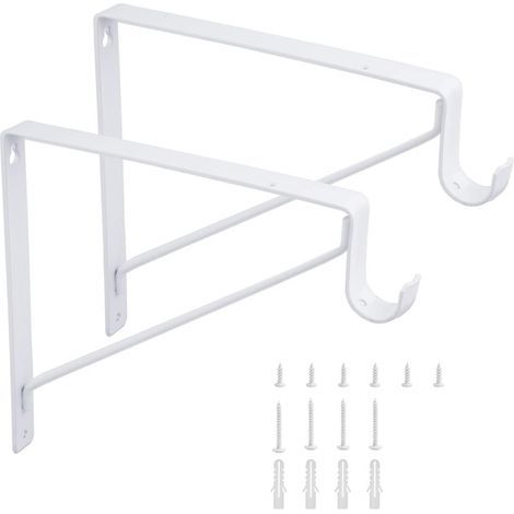 Lot de 2 supports d'étagère robustes pour tringle de placard avec support, blanc (1/5)