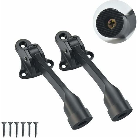 2 PCS Zinc Alloy Door Stops, 126mm Spring Door Stop, Floor Door Stop, Metal Door Stop, Lever Door Stop with 6 Screws for Bedroom, Garage, Office, Home (Black)-LIAIKI (1/5)