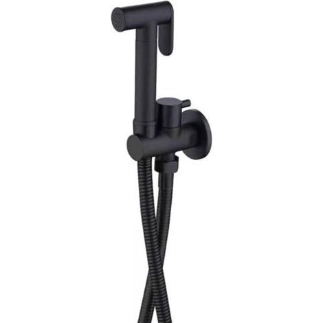 Schwarzes Bidet-Sprühset für die Toilette, wandmontierter Bidet-Sprühkopf aus Messing, handgeführtes Hochdruck-Bidet-Sprühset für die persönliche Hygiene (1/5)
