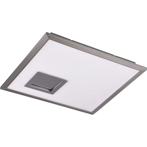 Plafoniera argento lampada da soggiorno design pannello da soffitto moderno, 3 livelli, LED 29,5W 2950Lm bianco caldo, LxPxH 45x45x4 cm, Trio 675114507