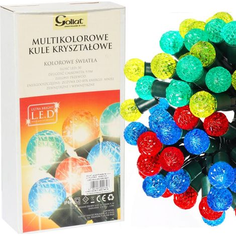 Luci a LED per albero di Natale, sfere di cristallo multicolore, 50 pezzi - Decorazione luminosa per esterni (1/3)