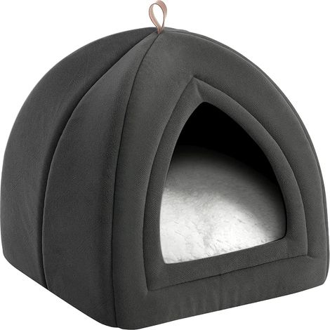 Letti per gatti da interno Bedsure – Cuccia per gatti con cuscino imbottito removibile e lavabile, lettino per gattini, casetta per gatti, cuccia per cani di piccola taglia, grigio scuro, 38,1 cm
