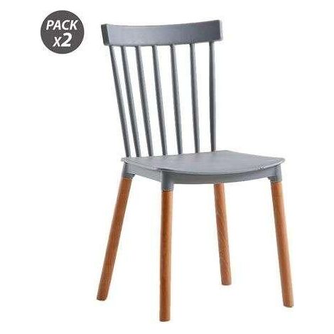 muvip Sedie moderne confortevoli in legno massello grigio