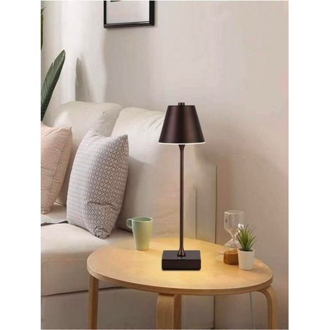 Lampada Luce Bianca Calda Naturale Da Tavolo Ricaricabile Usb Lume 10 W Marrone