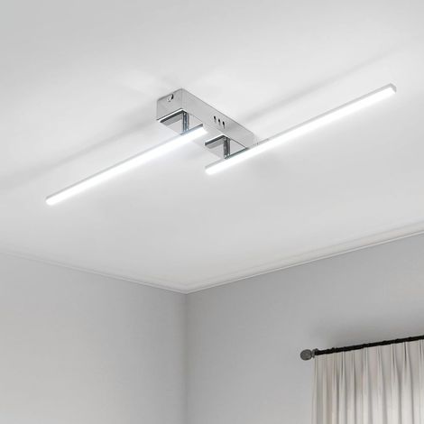 LED Ceiling Light 2 Lights Rotatable 15W 1350LM Modern Silver 6500K Cool White 84cm for Living Room Bedroom Hallway Kitchen
