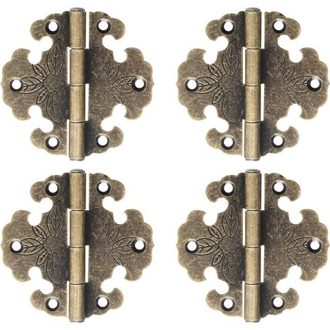 4 bisagras antiguas - Bisagras vintage - Bisagras antiguas, resistentes y atractivas, para armarios, puertas y muebles, 6,6 x 6,3 cm, bronce, material hierro. (1/5)