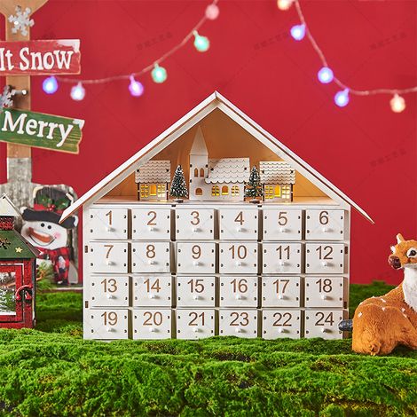 Coffret cadeau de Noël en bois, calendrier créatif, décoration, ornement de compte à rebours de Noël (1/5)