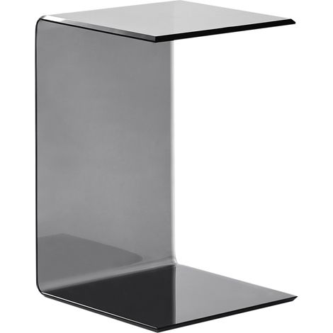 Mesa auxiliar moderna de vidrio semitransparente cantilever 40 x 61 cm negro Lourdes
