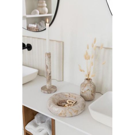 Vase Bouteille Déco "Marbre" 15cm Beige (1/2)