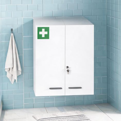 Meuble de salle de bain blanc en acier 55 x 18 x 60 cm (1/5)