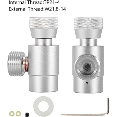 Adaptateur de Recharge de CO2 pour Bouteille de Gaz de Boisson Filetage TR21-4 vers W21.8-14 Valve de Remplissage Cylindre Connecteur d'Alimentation pour Eau Pétillante Domestique (1/5)
