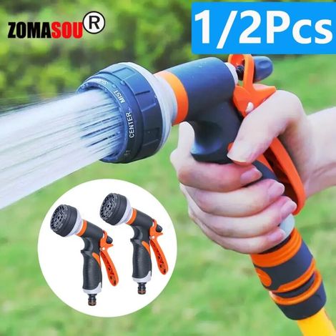 (2 pièces) Pistolet d'arrosage pour tuyau d'arrosage, 8 modes, pulvérisation haute pression, buse d'arrosage pour pelouse, plantes et jardin, arroseur à jet d'eau (1/3)