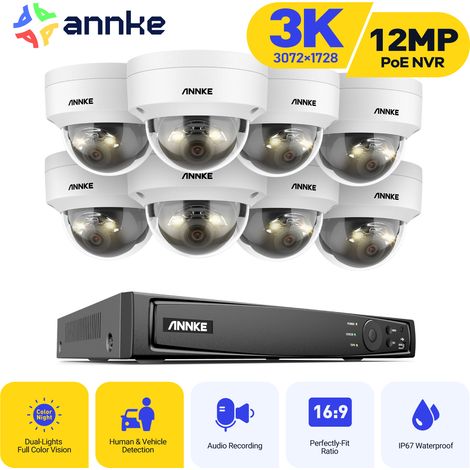 ANNKE 3K Kit de videovigilancia exteriores cable,16CH NVR y 8X5MP cámara PoE, luz dual inteligente, detección personas/vehículos, color visión nocturna (1/5)