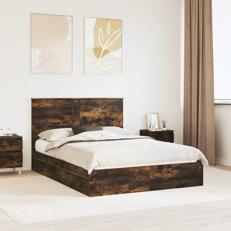 Aufbewahrungsbett Geräucherte Eiche 160 x 200 cm Holzwerkstoff