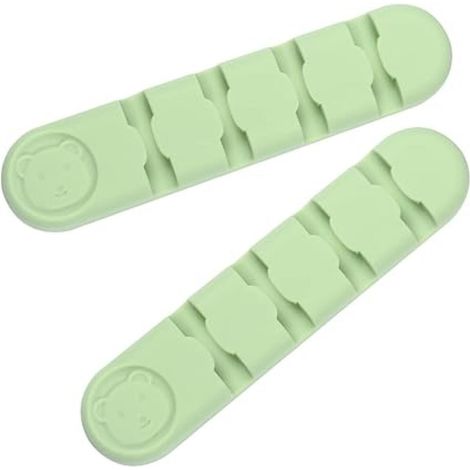 Juego de 2 organizadores de cables de escritorio, con clips y soportes para cables, color verde. (1/5)