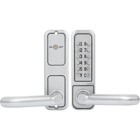 Serrure mécanique sans clé à clavier numérique étanche en alliage de zinc pour portes intérieures en bois de bureau, couleur argent (1/5)