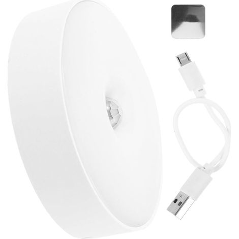 Veilleuse Automatique LED à Détecteur de Mouvement, Rechargeable 200 Mah, Installation Facile, pour Chambre et Chevet, PVC Blanc (1/5)