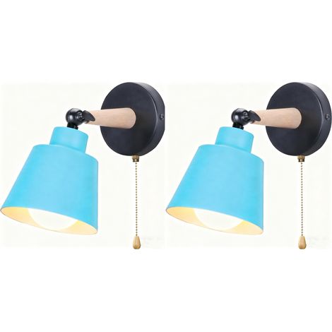 2PCS Modern Wall Light E27 Minimalist Retro Wall Sconce Nordic Indoor Wall Lamp Blue For Bedroom Office Corridor Hallway