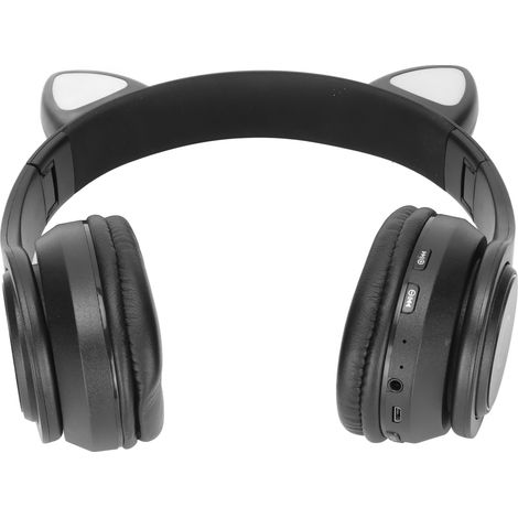 B39 Bluetooth-Kopfhörer mit Katzenohren, niedlich, einstellbarer Bass, tragbar, kabellos, mit Audiokabel für Kinder (schwarz) (1/5)