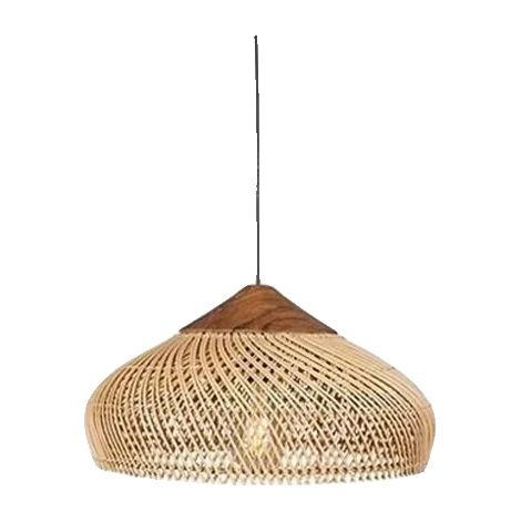 Lámpara colgante de ratán tejido a mano, estilo Japandi, sin bombilla, color beige. (1/2)