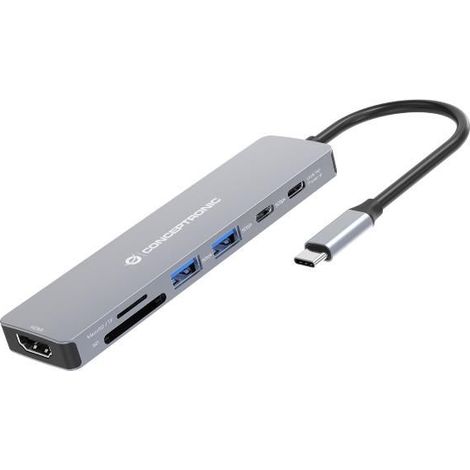Conceptronic DONN28G replicatore di porte e docking station per laptop Cablato USB 3.2 Gen 1 (3.1 Gen 1) Type-C Grigio (1/4)