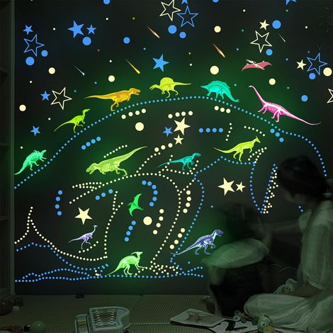 931 Pièces Stickers Muraux pour Dinosaures, Décoration Murale, Stickers Muraux Enfants, Etoiles Phosphorescentes Plafond Autocollant, Autocollant Mural pour Dinosaures pour Chambre Enfants (1/5)