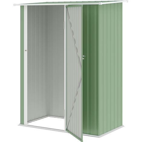 Outsunny Ripostiglio in Metallo con Tetto Inclinato Verde Chiaro
