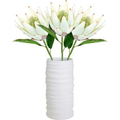 (Blanc) 3 pièces de fleurs artificielles impériales floquées, décoration de mariage, composition florale artificielle, bouquet artificiel-AquaForge (1/5)