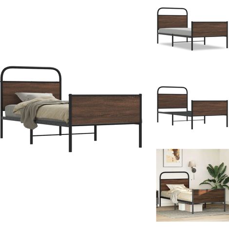 Bettgestell ohne Matratze 100x190 cm Braun Eichen-Optik - Bettgestell - Bettgestelle - Bettrahmen - Schlafzimmermöbel (1/5)