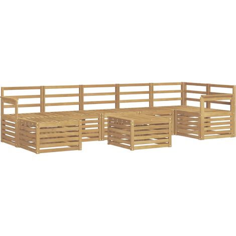 Outdoor Sofa Set 8 pcs White 59 x 59 x 37 cm Solid Acacia Wood vidaXL
