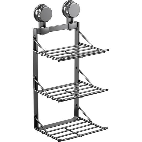 Soporte para preparación de alimentos multicapa con ventosa, sin necesidad de taladrar, color gris.