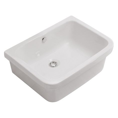 Pilozzo appoggio/sospeso bianco 44x36 serie Iris di Ceramica Globo con foro troppopieno (1/2)