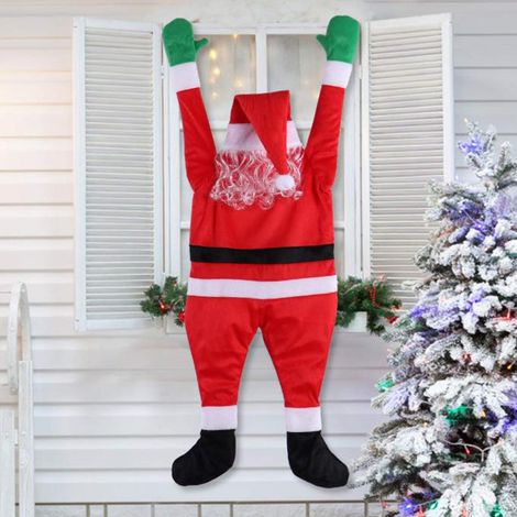 Adorno navideño colgante de Papá Noel para interior y exterior, para casa, puerta, pared, ventana, coche, escaleras, techos, rojo, 108 cm