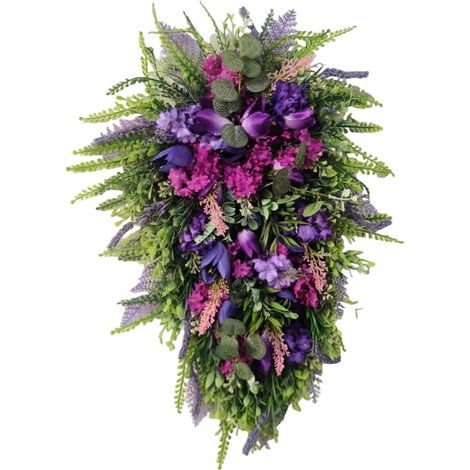 Heurtoir de porte tulipe violette pour ressort, 50 x 30 cm couronne d'hortensia une couronne de bienvenue colorée, parfaite pour la décoration printanière et estivale de votre maison. (1/5)