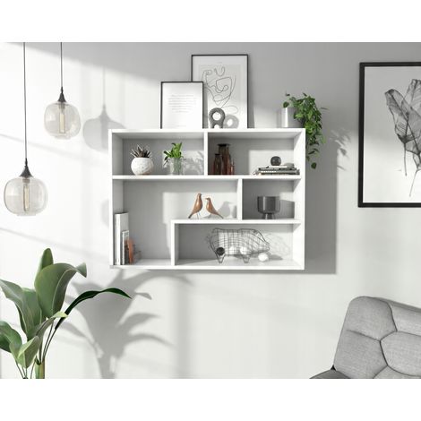 Fino WHITE Hängeregal für Bücher, Wandregal, Hängeregal fürs Wohnzimmer