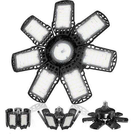 FITLAB-Éclairage de garage LED, 7 000 K, éclairage façonnable avec 7 panneaux réglables et 1 panneaux réglables, plafonnier d'atelier LED E26/E27 pour entrepôt, atelier, salle de sport, sous-sol (1/5)