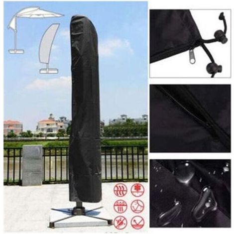 Housse de parasol noir 265x50x70x40CM Imperméable extérieur-- (1/5)